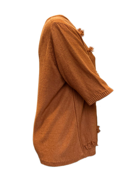 Marina Rinaldi Women's Brown Magico Knitted Short Sleeves Cardigan Size XL NWT