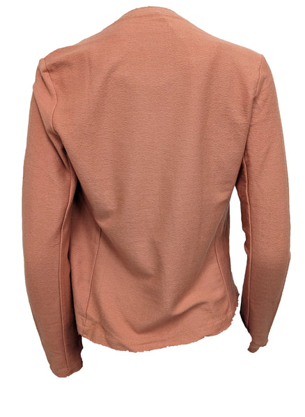 MAJESTIC FILATURES Orange Perforated Pleather Cardigan Size X-Small