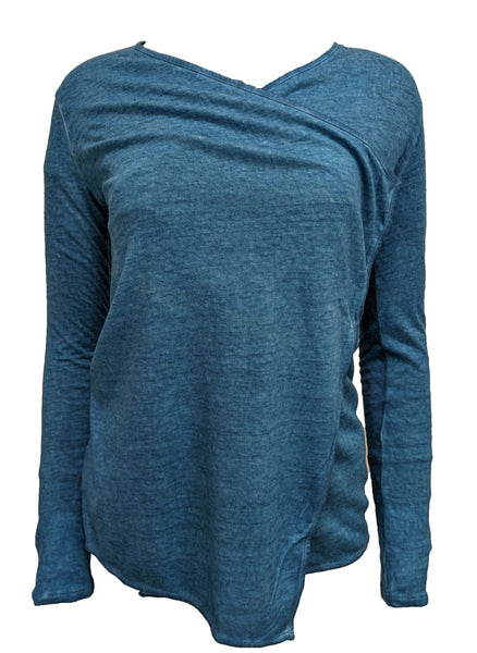 MAJESTIC FILATURES Teal Hand Dyed Cotton Cashmere Open Front Cardigan Size XS