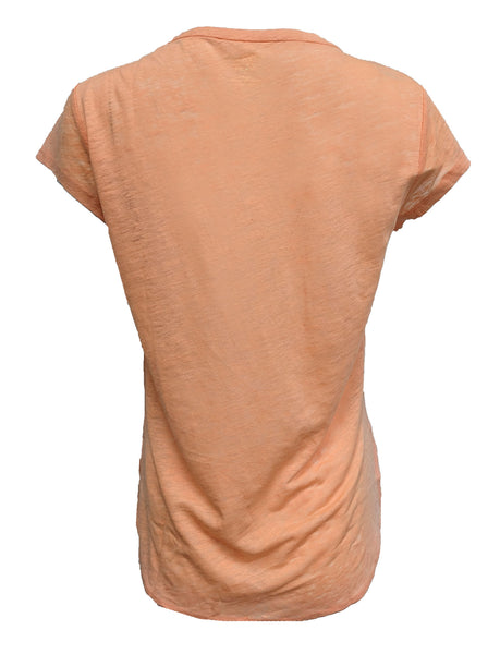 Majestic Filatures Orange Linen Silk Short Sleeve Tee Size Small NWT