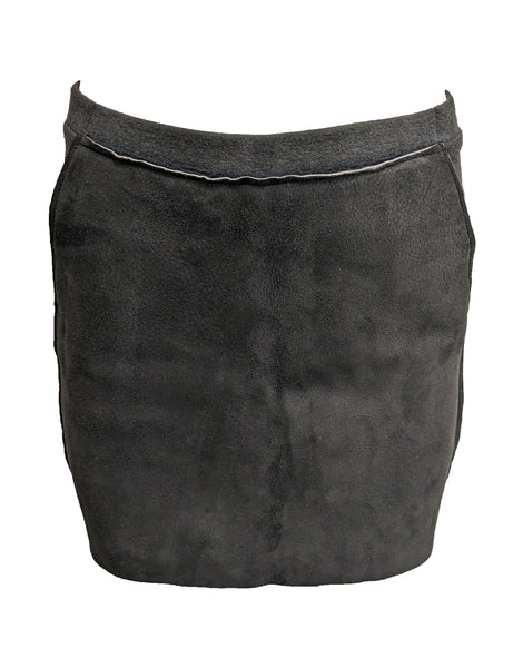 Majestic Filatures Brown Wool Leather Mini Skirt Size X-Small NWT