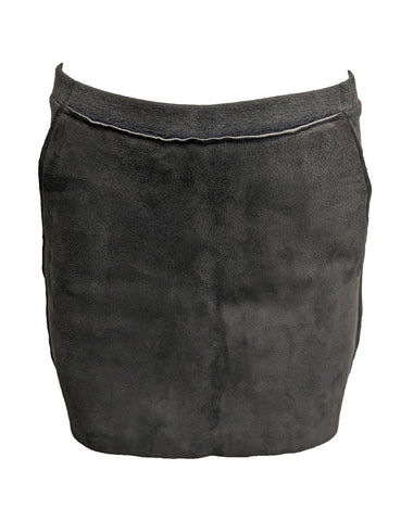 Majestic Filatures Brown Wool Leather Mini Skirt Size X-Small NWT