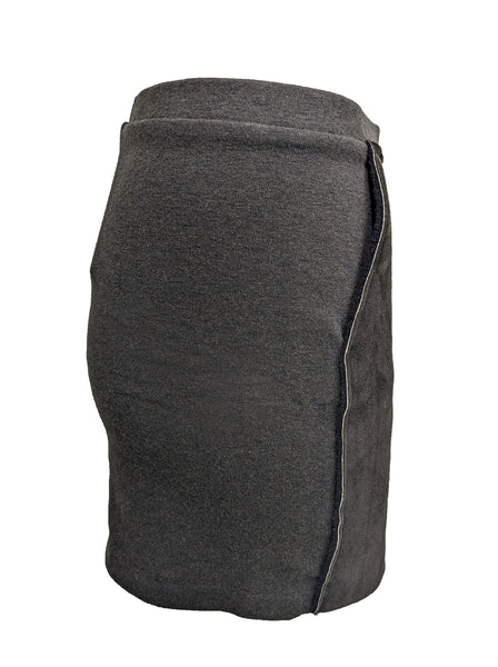 Majestic Filatures Brown Wool Leather Mini Skirt Size X-Small NWT