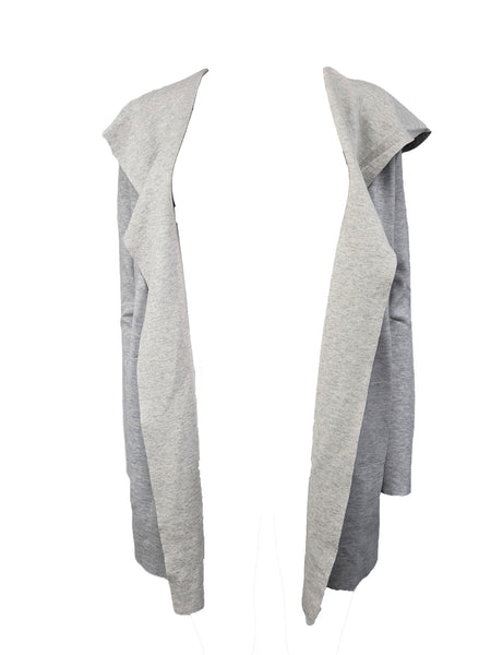 Majestic Filatures Women's Grey Heather Hooded Open Cardigan NWT