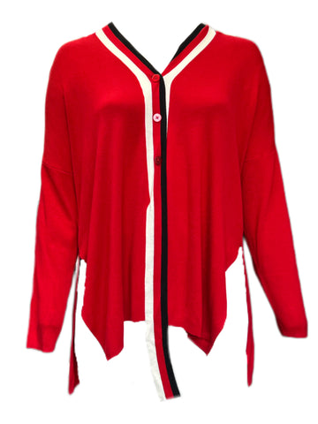 Marina Rinaldi Women's Red Malva Knitted Button Front Cardigan Size L NWOT