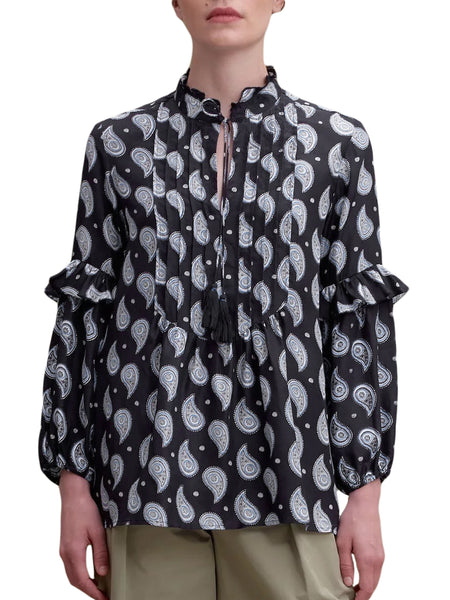 ROBERTA ROLLER RABBIT Women's Black Malvika Ishorya Top $195 NEW