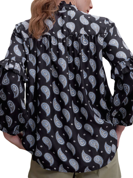 ROBERTA ROLLER RABBIT Women's Black Malvika Ishorya Top $195 NEW