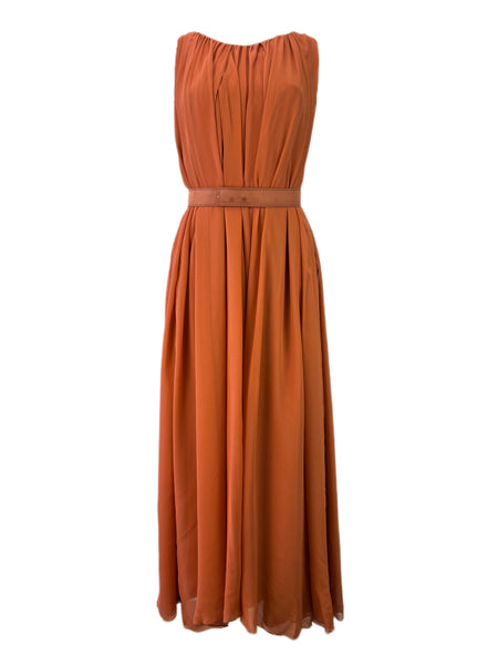 Max Mara Women's Copper Manolo Sleeveless Belted Dress Size 6 NWT