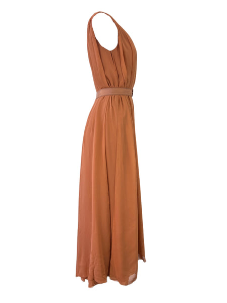 Max Mara Women's Copper Manolo Sleeveless Belted Dress Size 6 NWT
