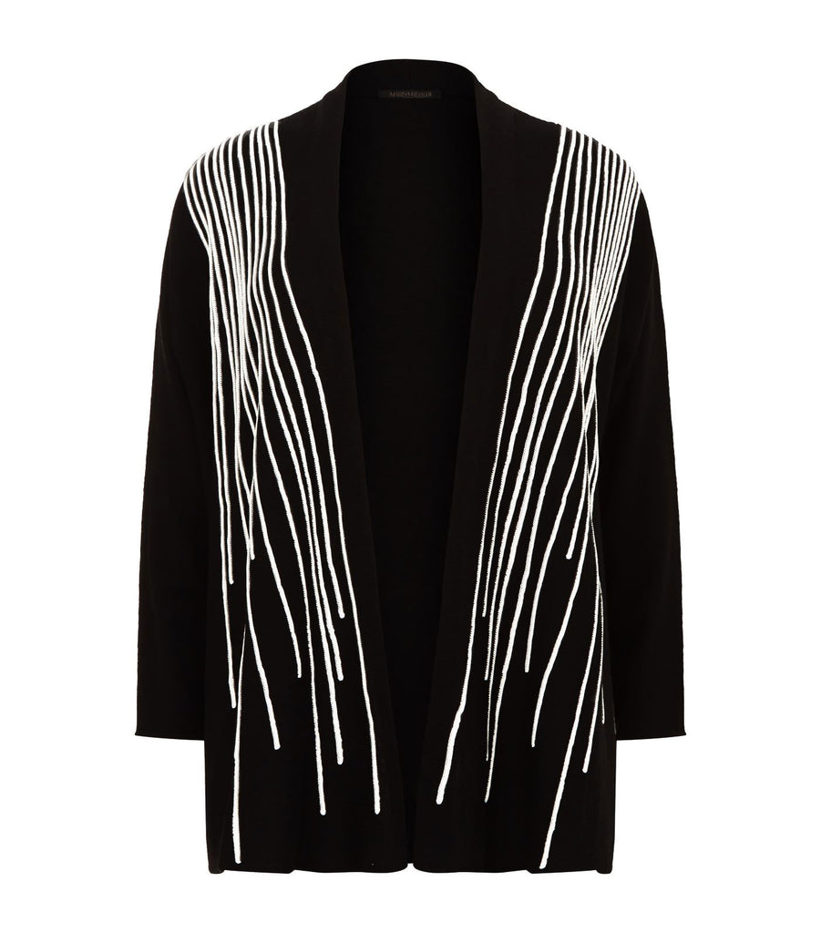 MARINA RINALDI Women's Black Marcella Virgin Wool Cardigan X-Large $725 NWT