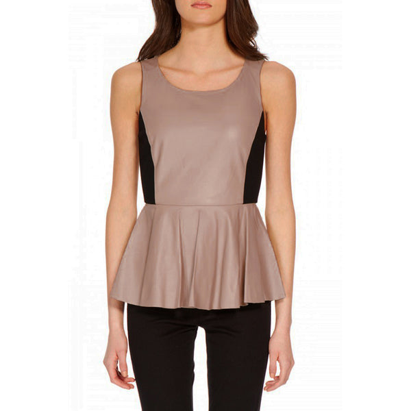 REBECCA MINKOFF Women's Leather Peplum Marilyn Tank $498 NWT