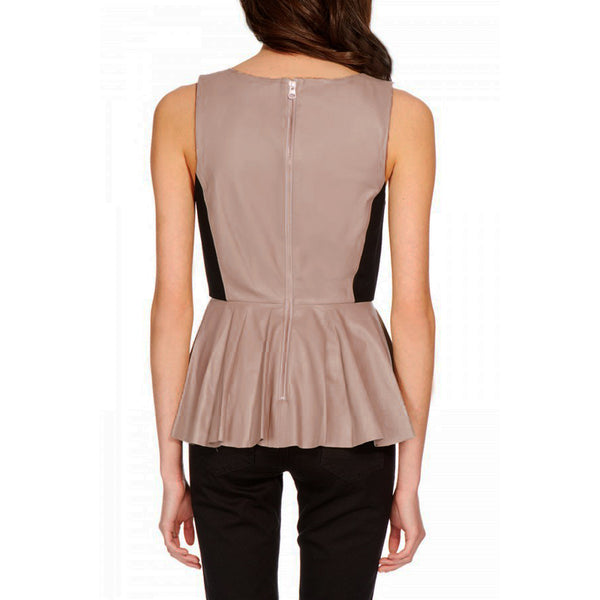 REBECCA MINKOFF Women's Leather Peplum Marilyn Tank $498 NWT