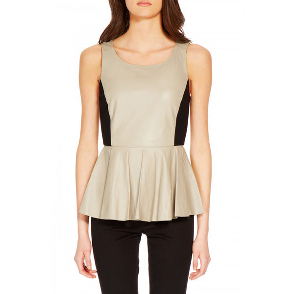 REBECCA MINKOFF Women's Leather Peplum Marilyn Tank $498 NWT