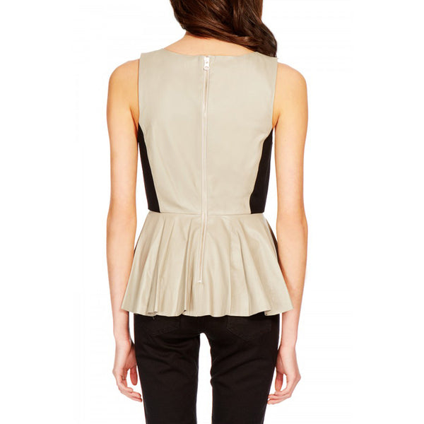 REBECCA MINKOFF Women's Leather Peplum Marilyn Tank $498 NWT