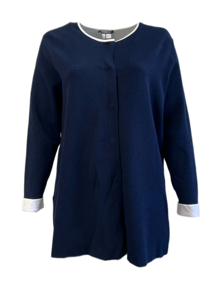 Marina Rinaldi Women's Navy Master Knitted Cardigan Size XL NWT
