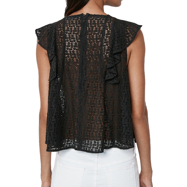REBECCA MINKOFF Women's Black Ruffled Mavis Top $178 NWT