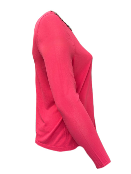 Marina Rinaldi Women's Pink Menta Embellished Cardigan Size M NWT