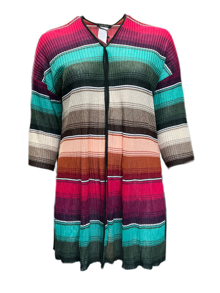 Marina Rinaldi Women's Bordeaux Messico Striped Knitted Cardigan Size M NWT