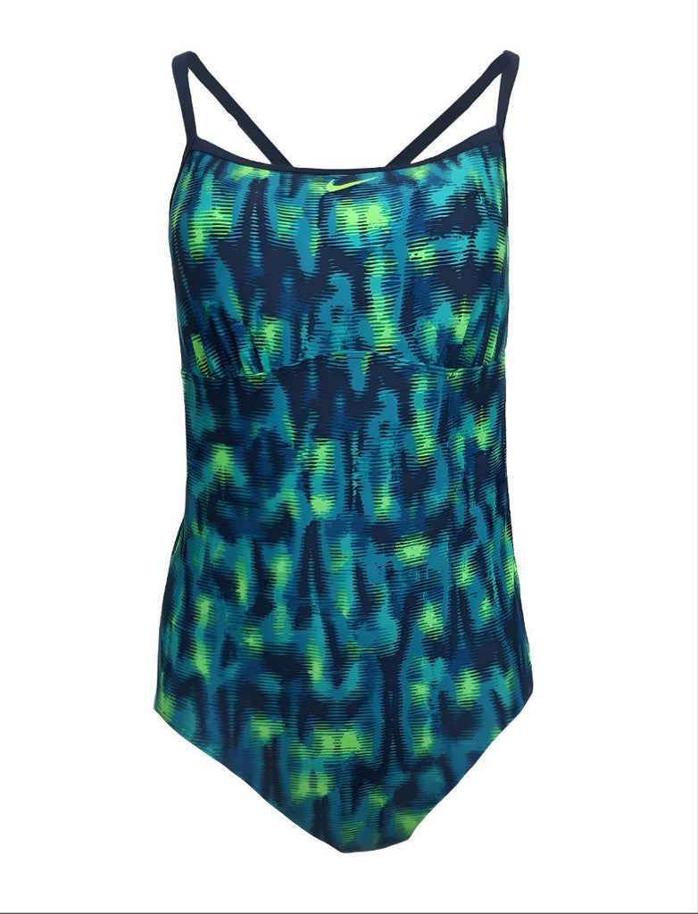 NIKE Women's Green Midnight Marine Square Neck One Piece Swimsuit #6146 14 NWT