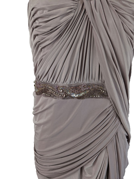 Mignon Women's Lavender Quartz Beaded Gown  VM625 Size 12 NWT