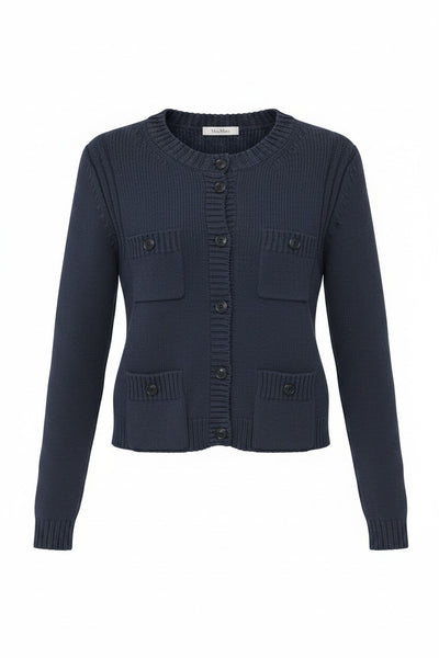 Max Mara Women's Navy Mincio Button Closure Cardigan NWT