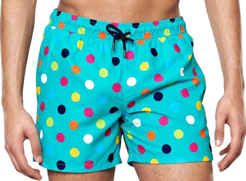 HAPPY SOCKS Men's Mint Big Dot Mesh Lining Swimming Shorts Large NWT