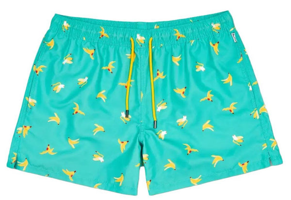 HAPPY SOCKS Men's Mint Banana Break Mesh Lining Swimming Shorts NWT
