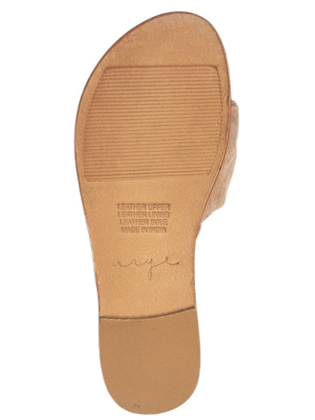 URGE Women's Beige Leather Bow Monika Blush Suede Flat Sandals #17030 NWB