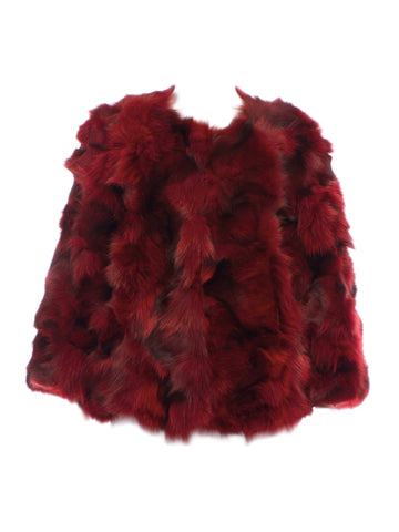 REBECCA MINKOFF x Jocelyn Women's Merlot Monique Fox Fur Jacket $1,498 NWT