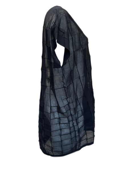 Marina Rinaldi Women's Black Mosaico Knitted Short Sleeves Cardigan NWT