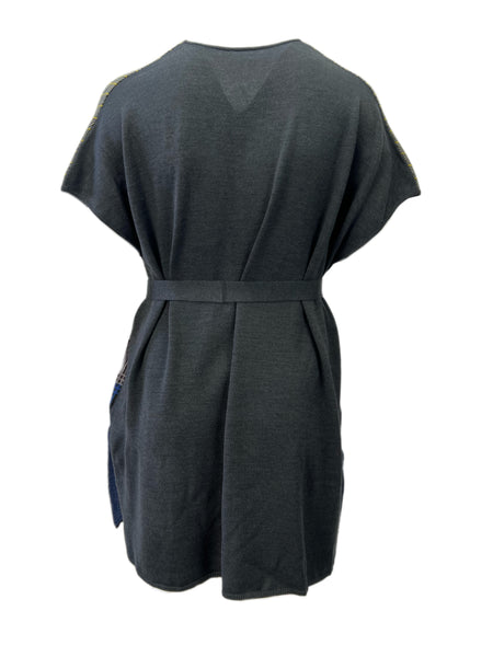 Marina Rinaldi Women's Dark Grey Mosaico Belted Knitted Cardigan NWT