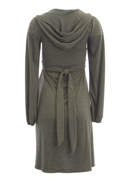 OLIAN Maternity Women's Contrast Stripes Hoodied Maxi Dress X-Small Grey