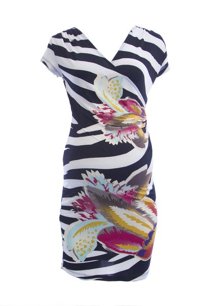 OLIAN Maternity Women's Animal Print Sleeveless Dress Small Black White