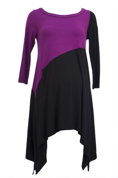 OLIAN Maternity Women's Colorblock Asymmetric Hem Shift Dress X-Small Berry