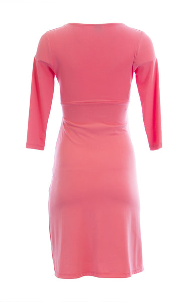 OLIAN Maternity Women's 3/4 Sleeve Ruched Side Wrap Dress X-Small Coral