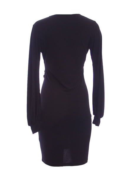 OLIAN Maternity Women's Black Beaded Button Accent Faux Wrap Dress $148 NEW