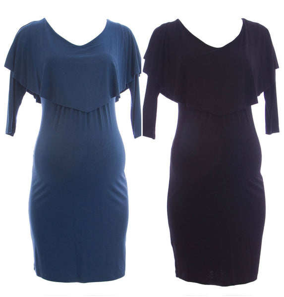 OLIAN Maternity Women's Nursing Layered Top 3/4 Sleeve Dress $148 NWT