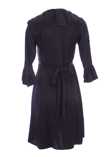 OLIAN Maternity Women's Shawl Collar 3/4 Ruffle Sleeve Dress X-Small Black