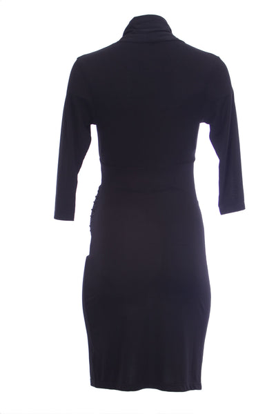 OLIAN Maternity Women's Ruched Sides 3/4 Sleeve V-Neck Dress X-Small Black