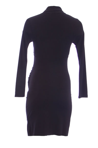 OLIAN Maternity Women's Black Ruched Sides Long Sleeve V-Neck Dress $138 NEW