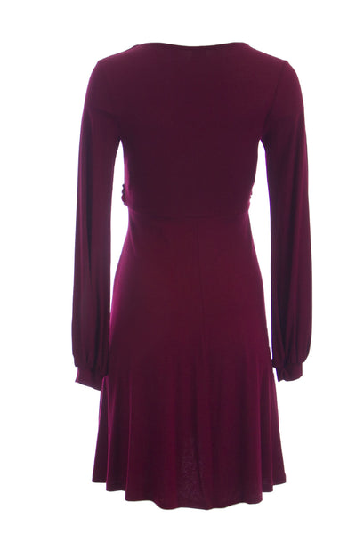 OLIAN Maternity Women's Plunge Neck Beaded Empire Waist Dress X-Small Wine