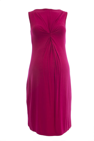 OLIAN Maternity Women's Red Front Twist Accent Boat Neck Dress S $125 NWT