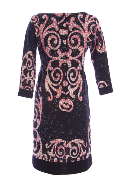 OLIAN Maternity Women's Scroll Print 3/4 Sleeve Sheath Dress X-Small Black