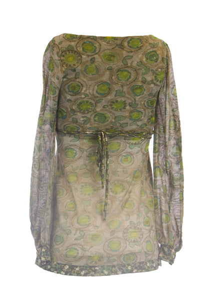 OLIAN Maternity Women's Green Floral Print Empire Waist Tunic Top XS $98 NWT