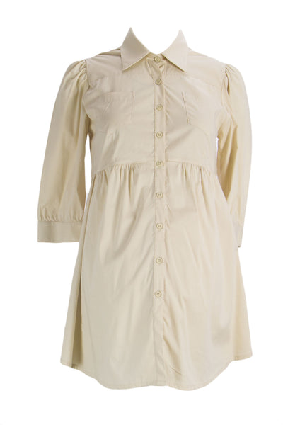 OLIAN Maternity Women's Sand Breast Pockets Button Down Shirt Tunic  XS $125 NWT