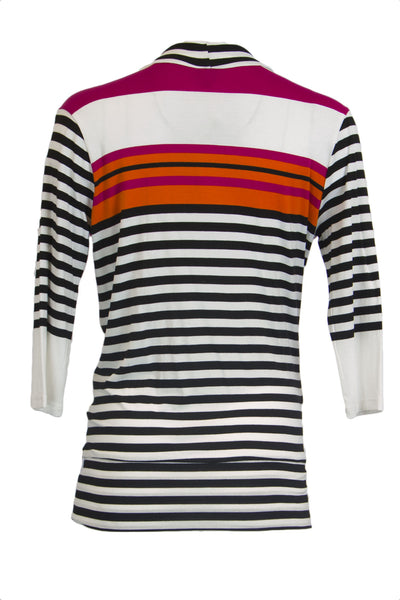 OLIAN Maternity Women's Multi Stripe Elbow Sleeve Nursing Wrap Top XS $115 NWT