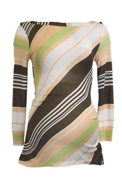 OLIAN Maternity Women's Peach Stripe Boat Neck 3/4 Sleeve Tunic XS $108 NWT