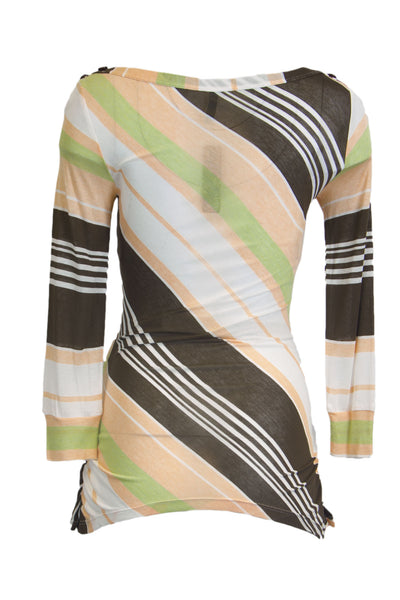 OLIAN Maternity Women's Peach Stripe Boat Neck 3/4 Sleeve Tunic XS $108 NWT