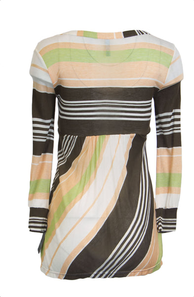 OLIAN Maternity Women's Peach Stripe V-Neck Empire Waist Tunic XS $110 NWT