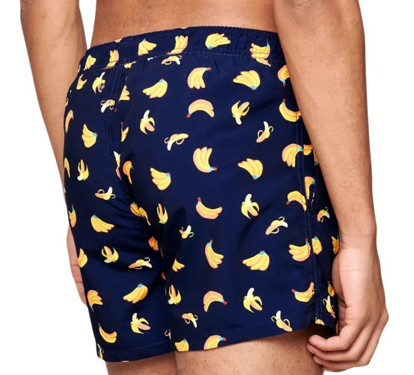 HAPPY SOCKS Men's Navy Banana Mesh Lining Swimming Shorts NWT